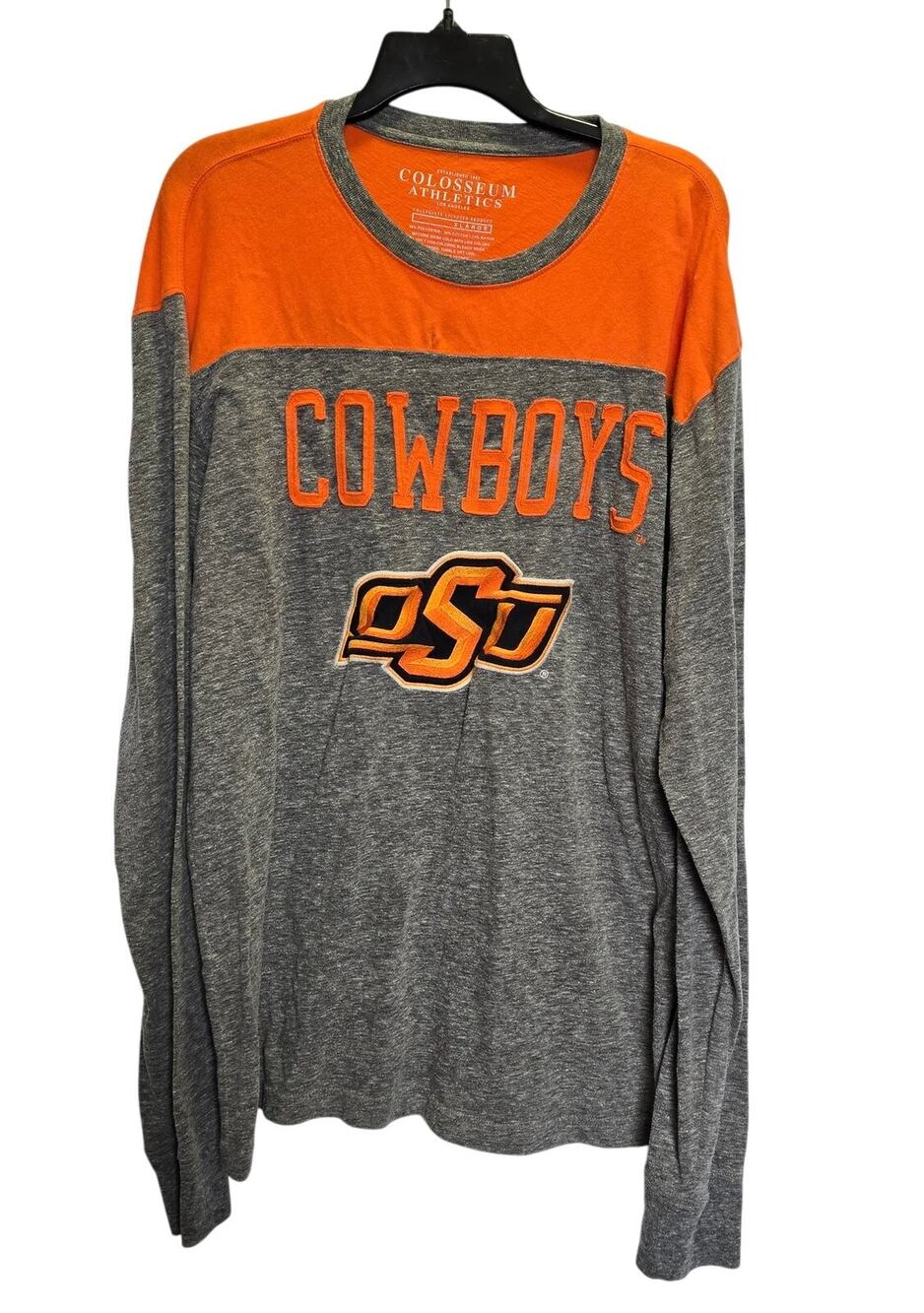 Vintage OSU Oklahoma State Cowboys Long Sleeve Tee Mens Size XL Orange Gray